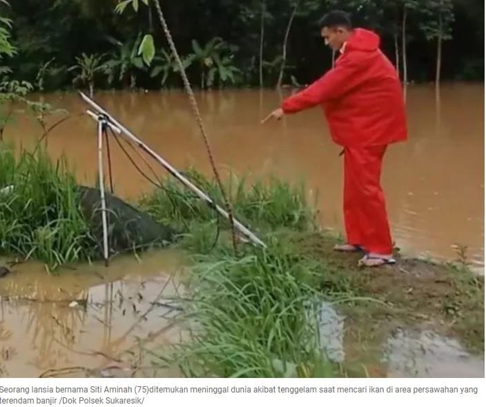 Tragedi Banjir Tasikmalaya: Lansia Tenggelam Saat Mencari Ikan di Area Persawahan