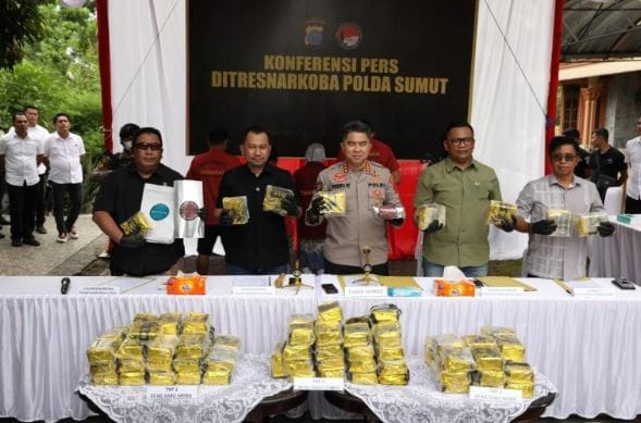 Sinergi Polda Sumut dan Polda Sumsel Ungkap Sindikat Sabu 100 Kg dalam Kemasan Kopi